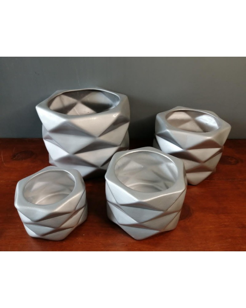 Base rombo cerámica plata, cuatro tamaños