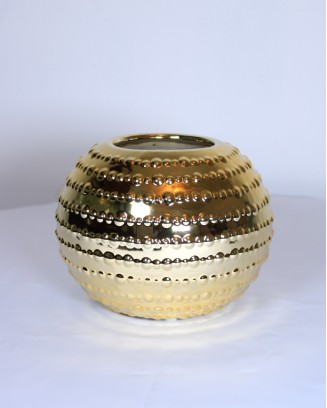 Base cerámica polimnia de 14cm de altura, oro y plata.
