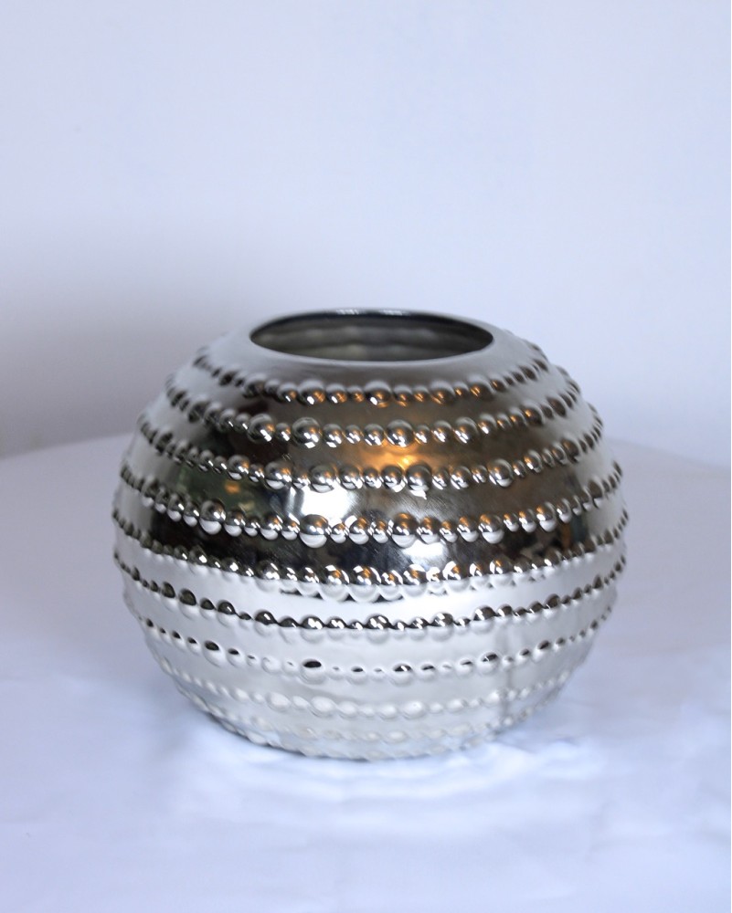Base cerámica polimnia de 14cm de altura, oro y plata.