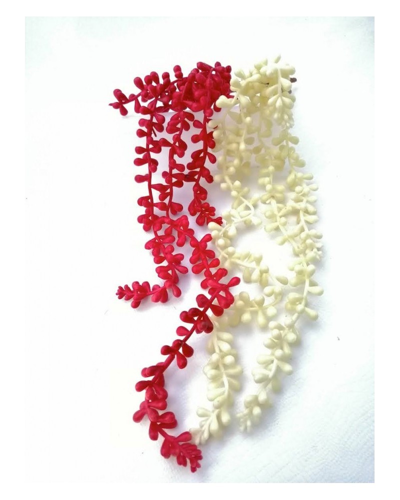 Colgante de suculenta 50 cm blanco y rojo