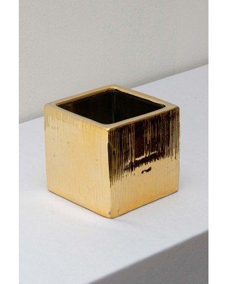 Cubo de cerámica dorada 10 y 13cm altura